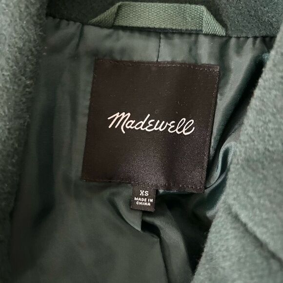 Madewell Hollis Double-Breasted Coat Smoky Spruce Size XS wool blend warm cozy - Picture 5 of 7